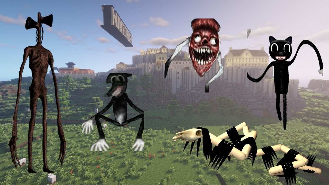 Siren Head, Cartoon Cat, Cartoon Dog, Long Horse Bridge Worm addon In Minecraft PE