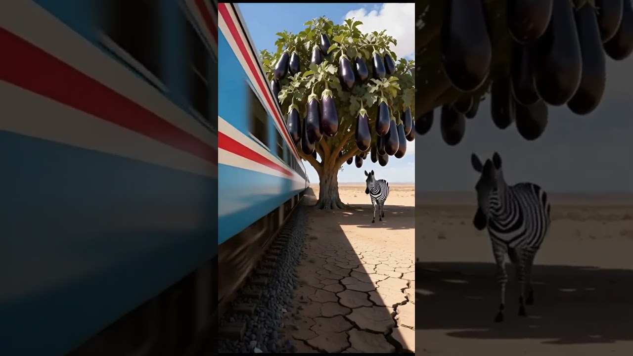 Zebra saved the brinjal tree from drying up by watering