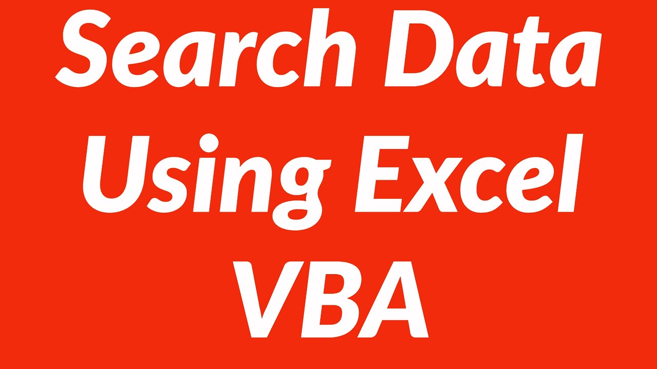Search Data using VBA