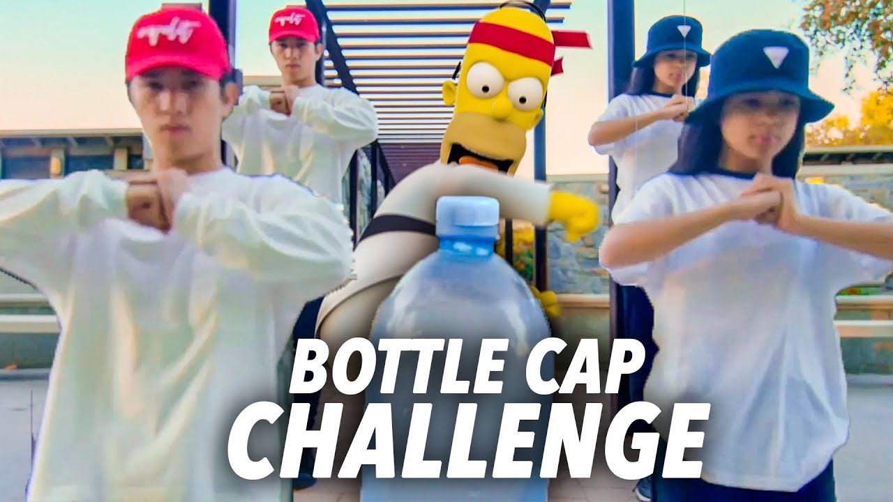 Bottle Cap Challange Dance ft Homer | Ranz and Niana