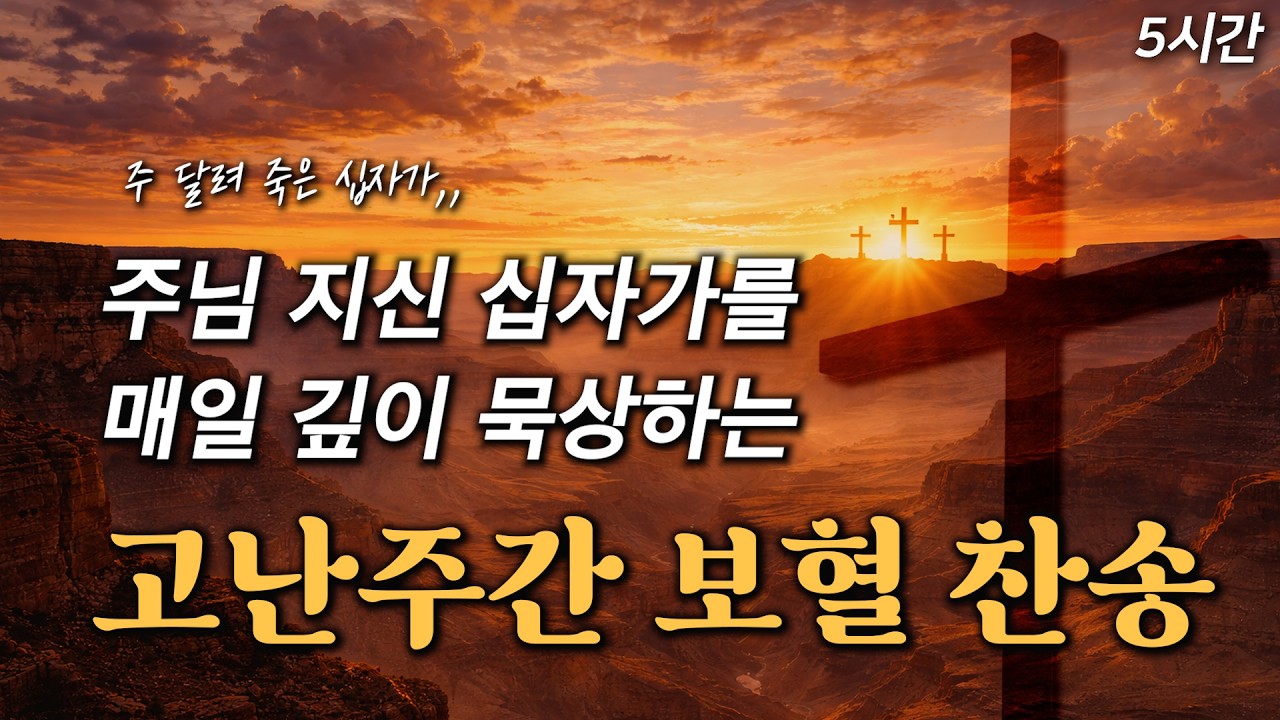 [5시간 사순절 보혈찬송] 주님 지신 십자가를 매일 깊이 묵상하는 2026 고난주간 십자가 보혈 찬송 HYMNS🙏🏻 | 중간광고 없음 | 찬송가 연속 듣기, 보혈찬송, 사순절
