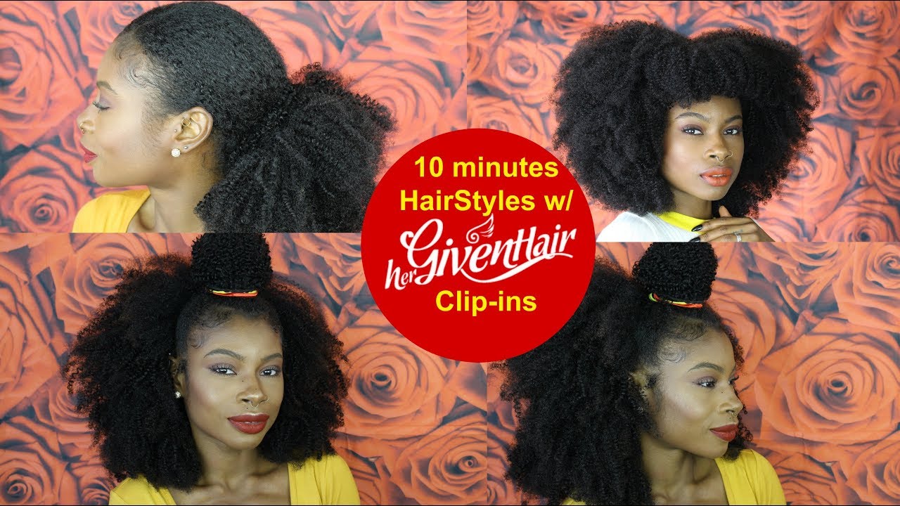 Quick and Easy -10 minutes HairStyles w/ HerGivenHair Clip-ins