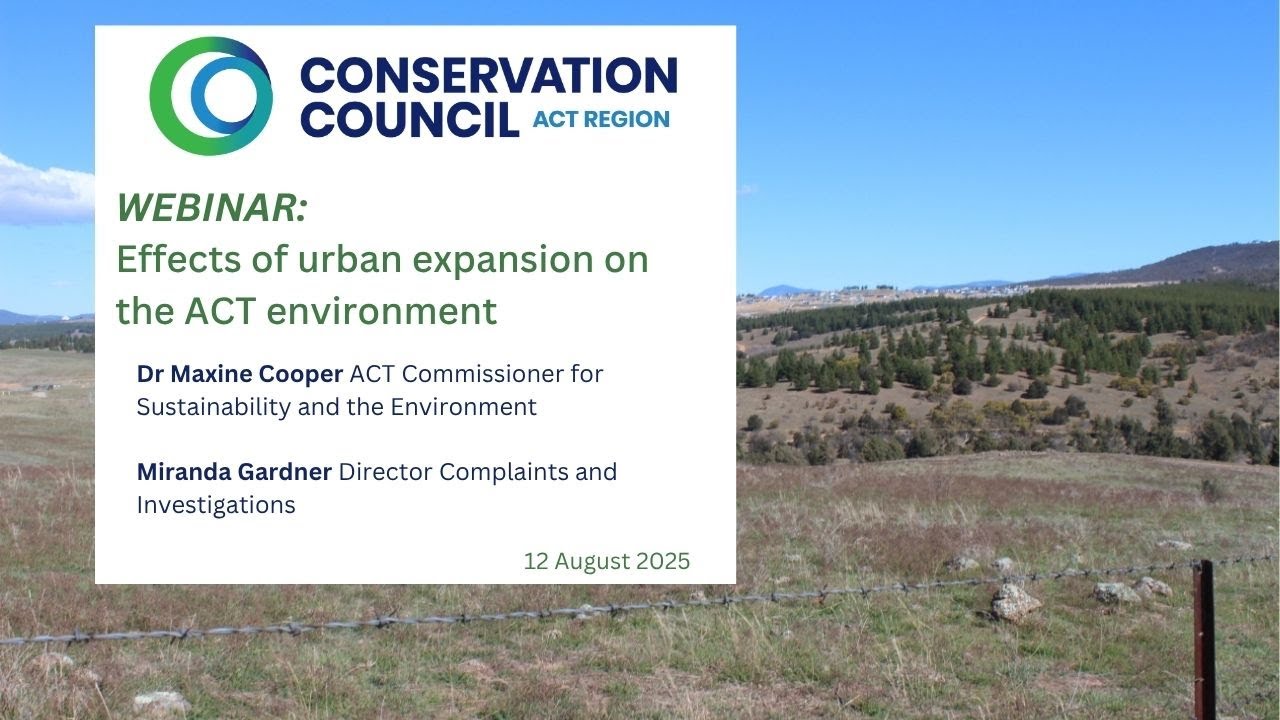 Webinar: Effects of Urban Expansion on the ACT Environment