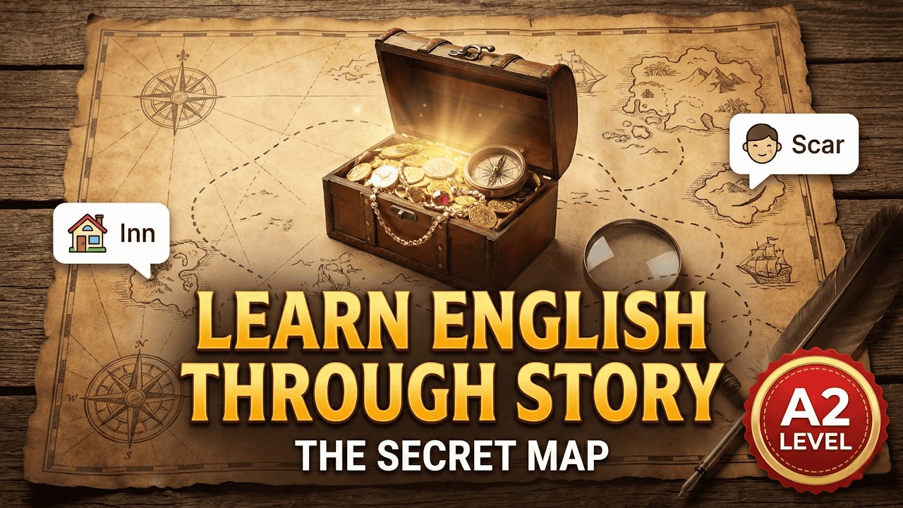 Learn English Through Story: The Secret Map (A2) | Treasure Island | English Conversation Practice