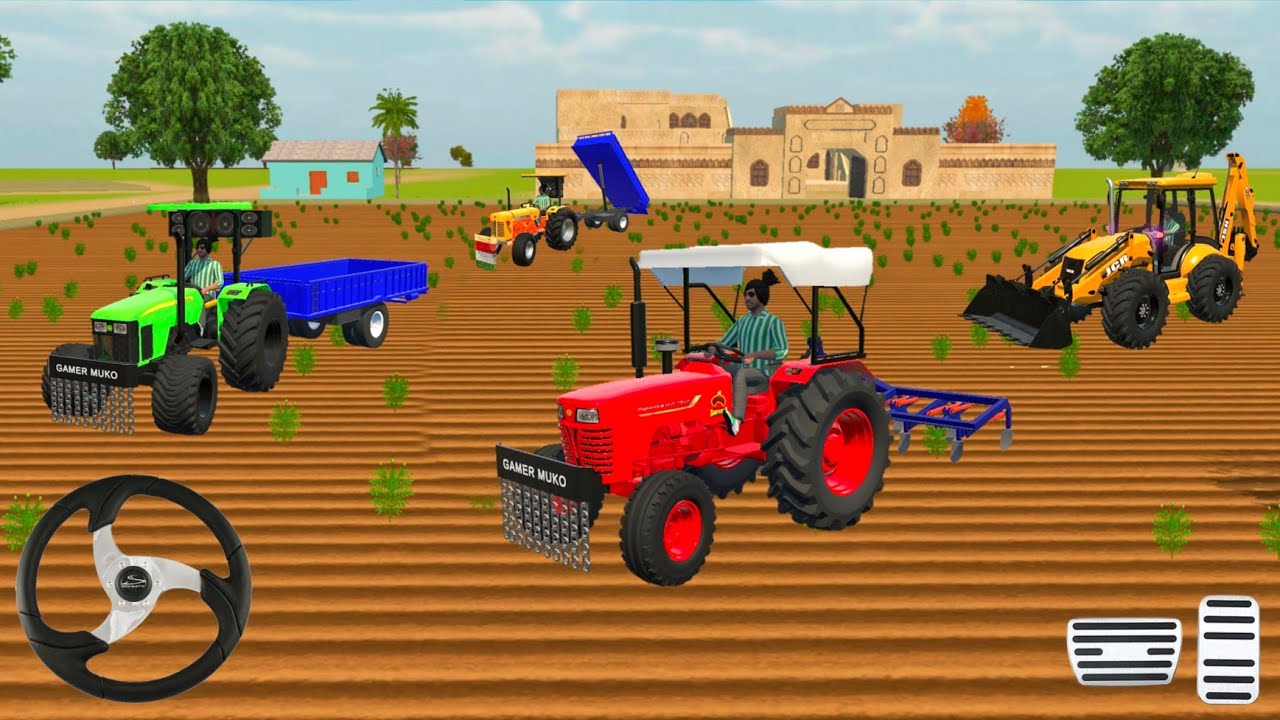 JCB END 3 TRACTOR 🚜 , TROLLEY CULTIVETOR  🥭 UNLOADING BORI FROM FARMING 🌾🌿 3D GAM PLAY// GAMER MUKO 