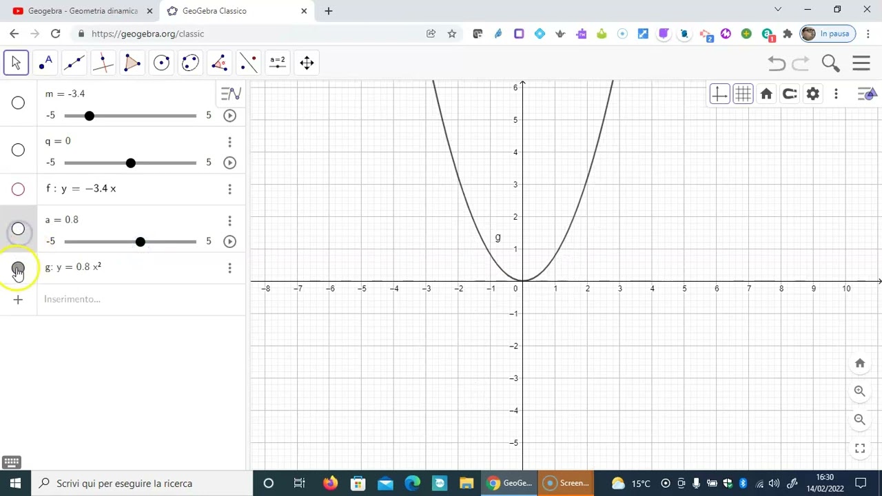 Geogebra - Funzioni nel piano cartesiano