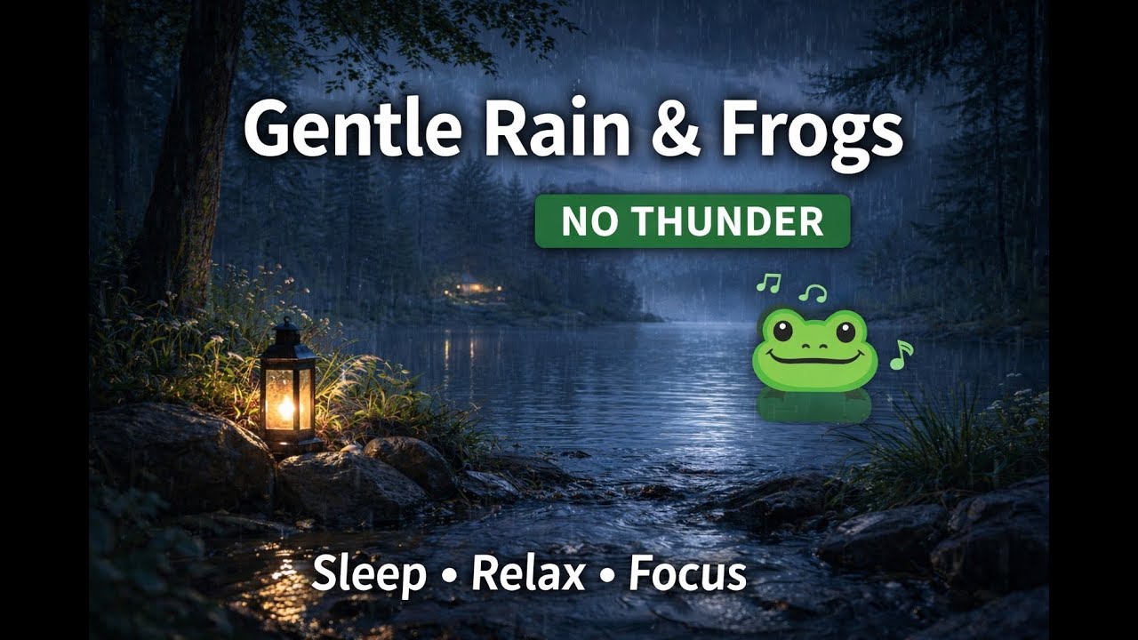 Gentle Rain & Frogs by a Forest Lake 🌧️🐸 NO Thunder | Sleep, Relax & Focus