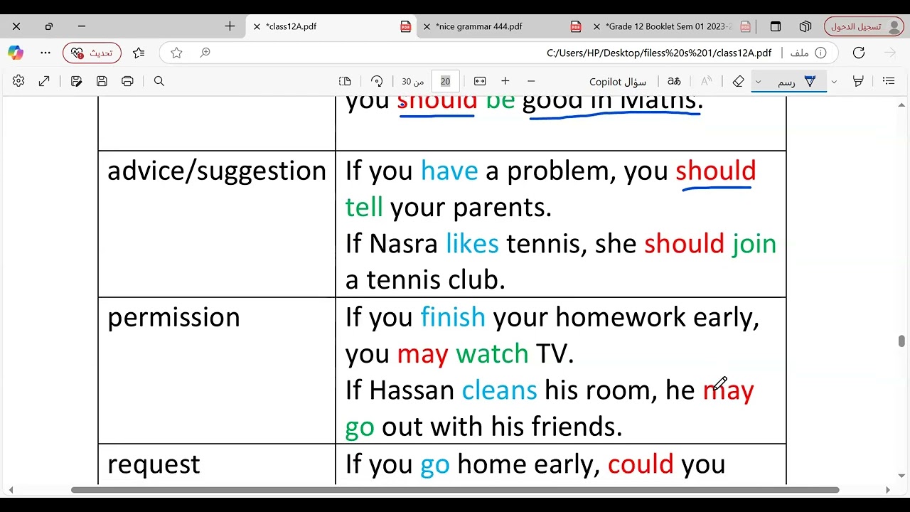 شرح قاعدة ال  first conditionals  للصف 12 ف 1
