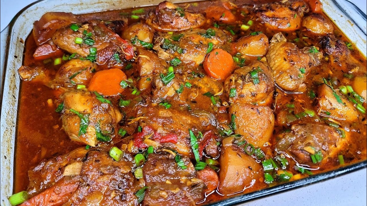 запеченная в духовке тушеная курица/куриное рагу | полный рецепт в карибском стиле