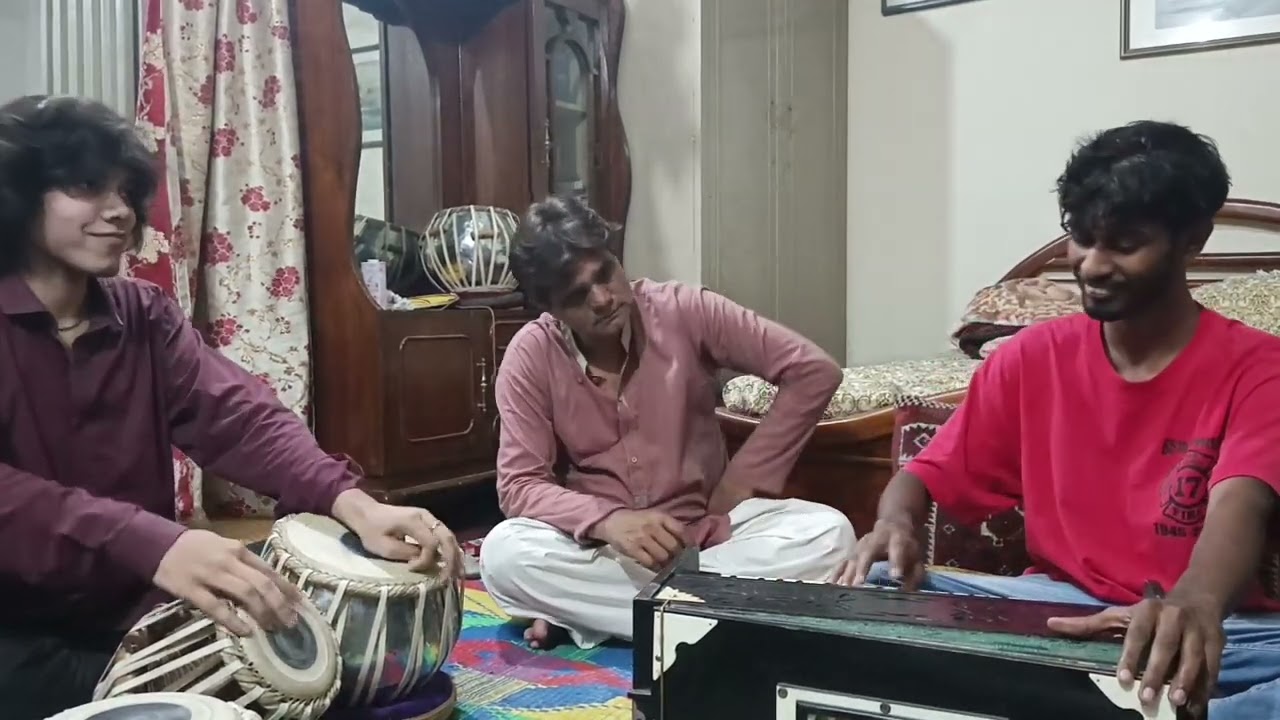 Ephlal Robin And Musa Khalid Front Of Ustad Ghulam Abbas Sahib. 