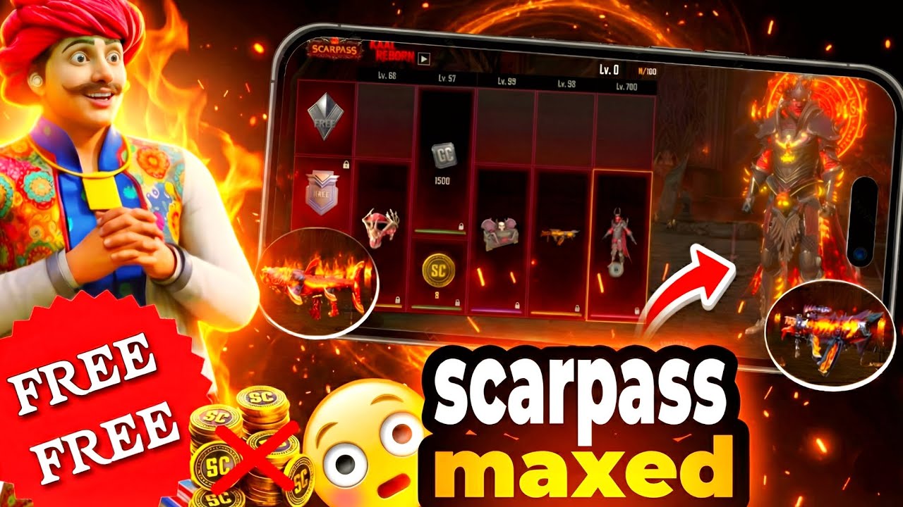 Scarfall 2.0 Season 3 Scarpass Full Maxed Out 🔥 Kaal Reborn ScarPass Full 100 Level Max AlamLiveX