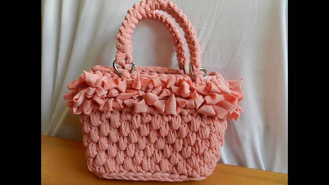 Tutorial borsa in fettuccia punto canestro|Bolsos de ganchillo|Fondo con catenella intorno