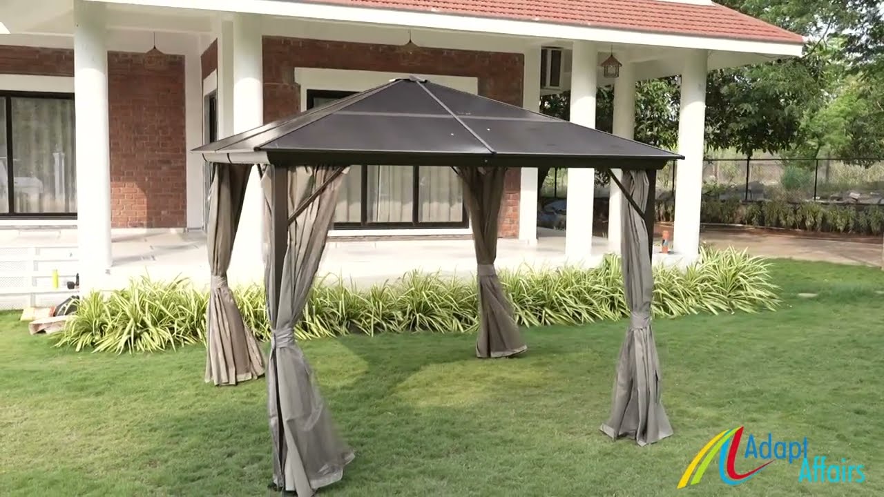 3x3m Hardtop Garden Gazebo Installation | UV-Resistant, Dual Curtains, Rustproof Frame |