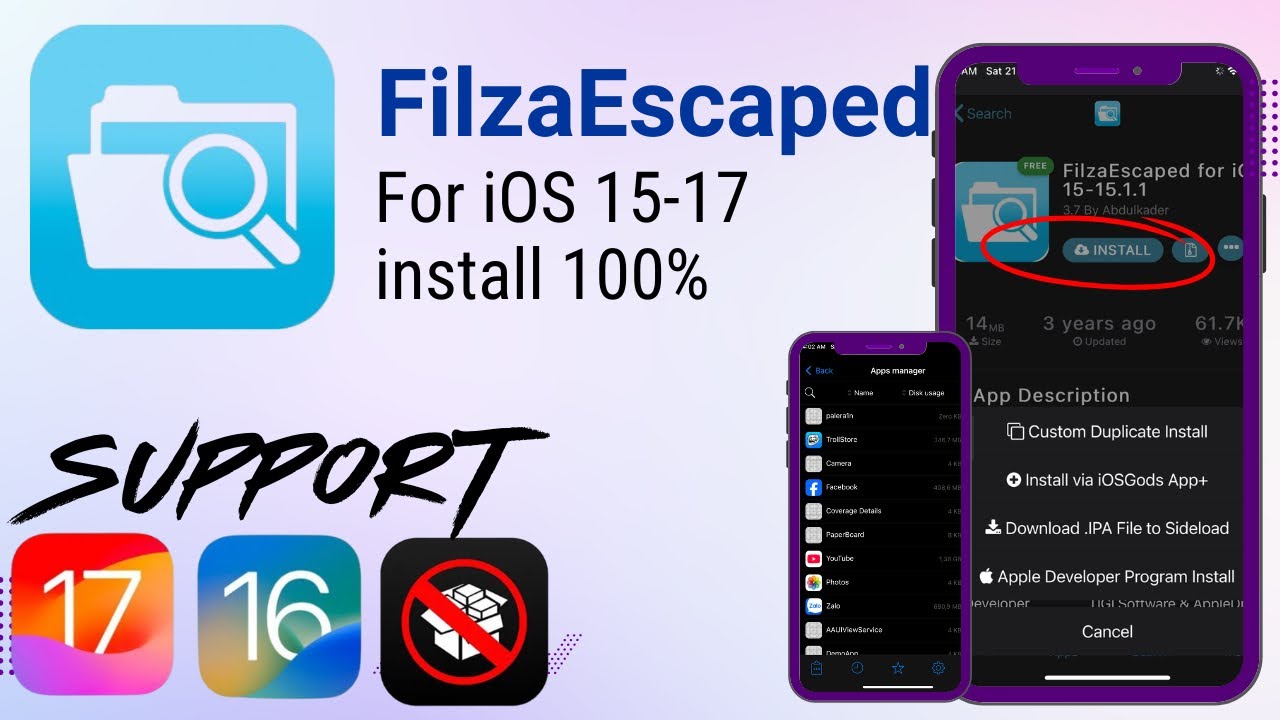 How to install FilzaEscapedd iOS 15-18 without Jailbreak from iosGods  l Sigh up Account