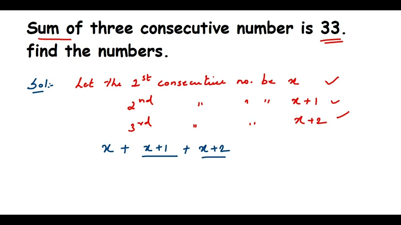 Sum of three consecutive number is 33. find the numbers.