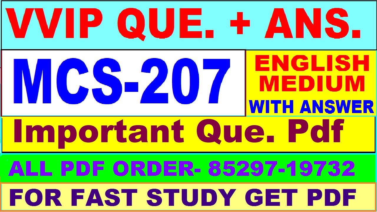 MCS 207 important questions with answer in English | mcs 207 Previous Year Question Paper