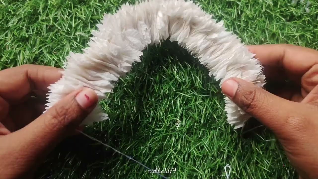DIY Beautiful  Gajra making ideas with Tissue Paper . Gajra from Tissue Paper @ichha1379