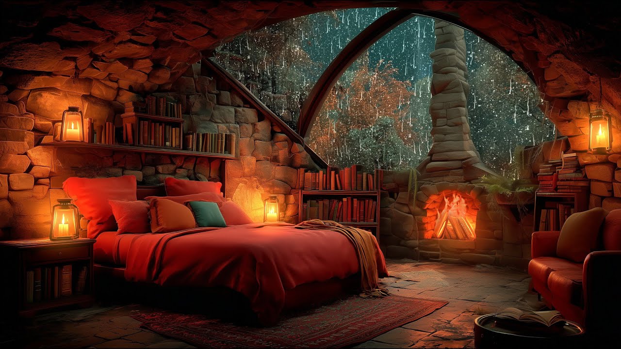 Cozy Nook - Sleep Thanks to Rain, Thunderstorm and Fireplace Sounds in This Snug Little Caslte Room