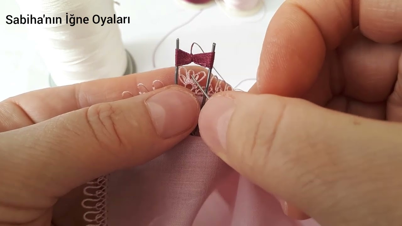 Daha &ouml;nce hi&ccedil; bir yerde g&ouml;rmediğiniz &ccedil;ok g&uuml;zel ikili fiyonk oyası yapılışı #keşfet #yapılış