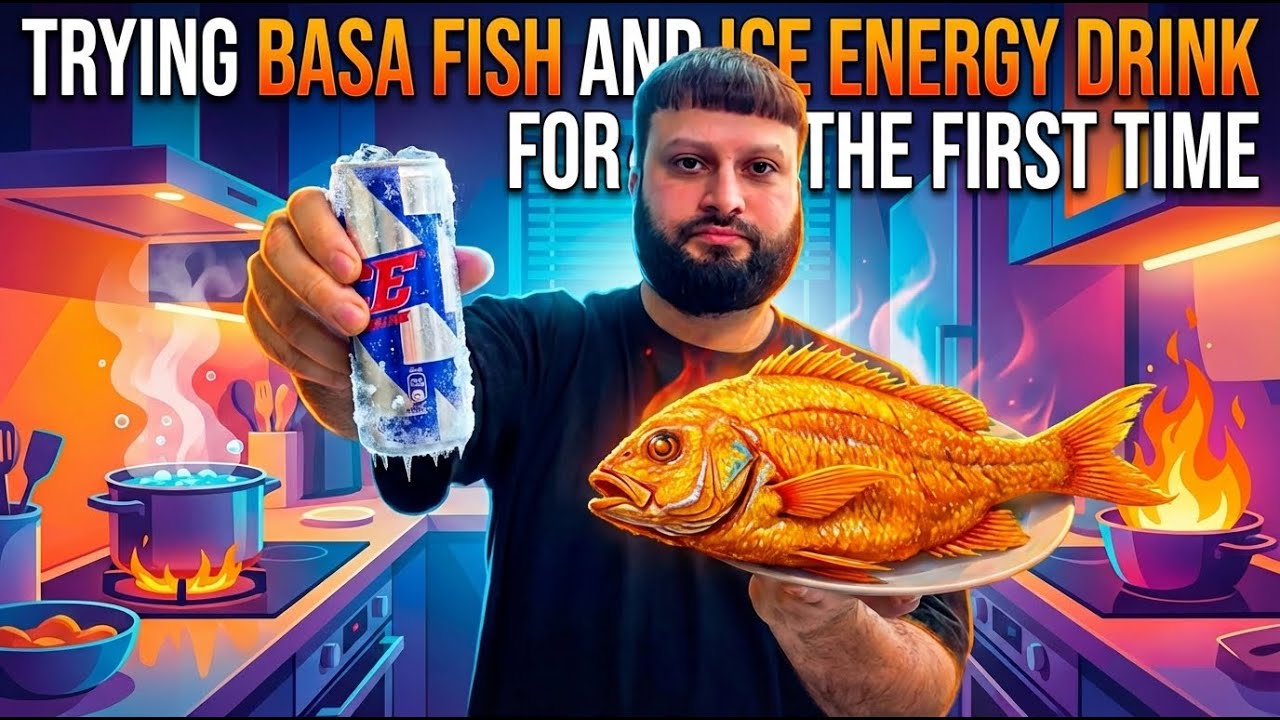 TRYING BASA FISH AND ICE ENERGY DRINK FOR THE FIRST TIME!! OUR REACTIONS!!