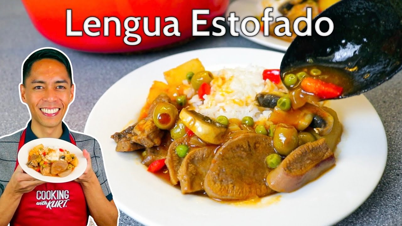 Lengua Estofado: Filipino Stewed Beef Tongue in Sweet Tomato Sauce | Cooking with Kurt