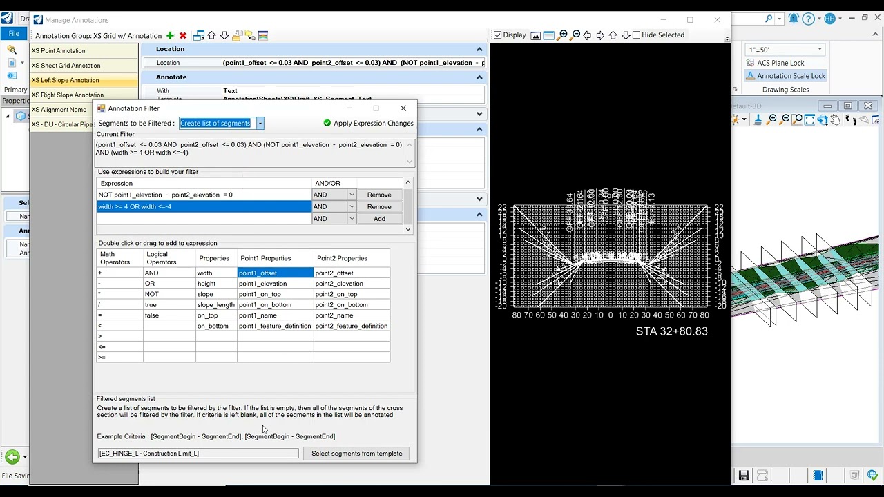 Annotate Slopes in a Cross Section Drawing Model in OpenRoads Designer