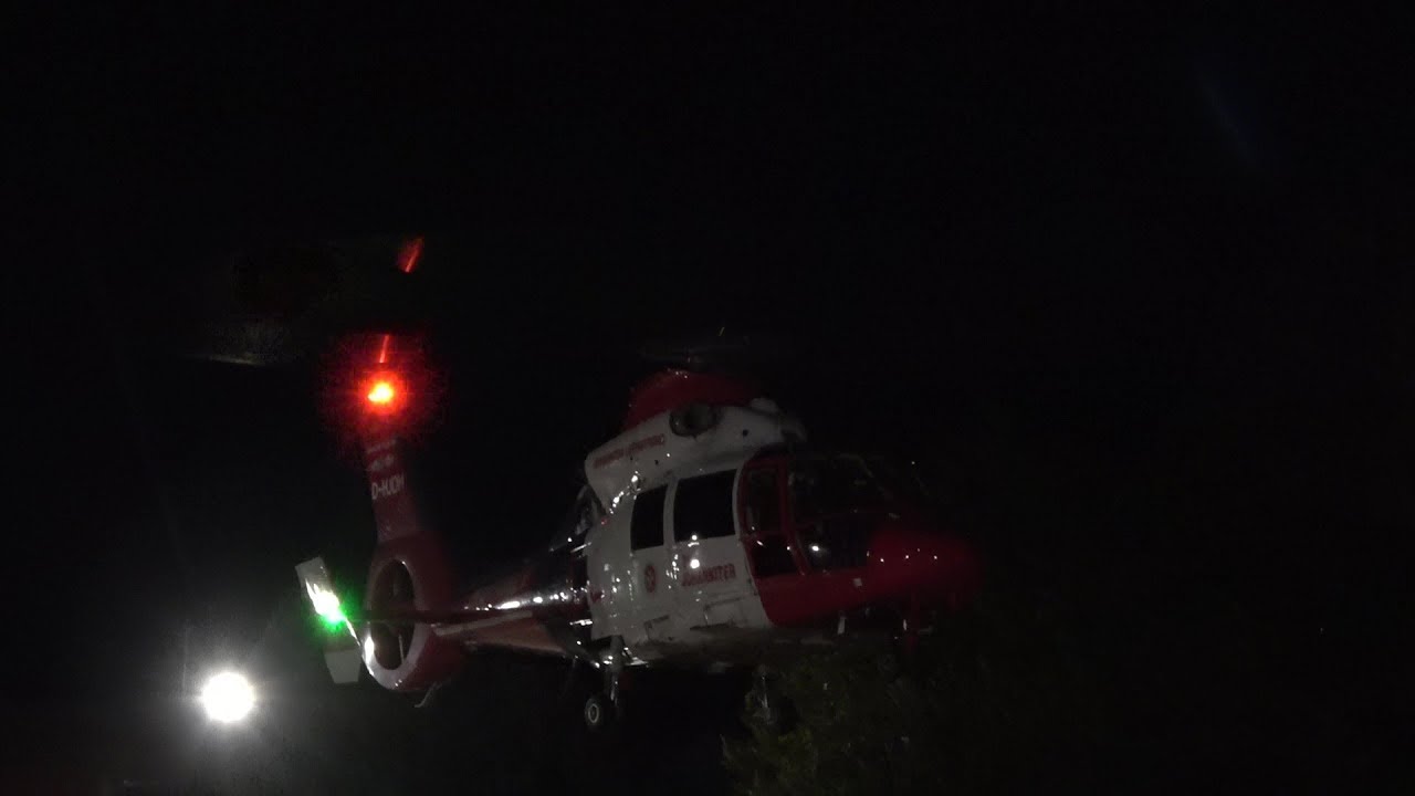 ITH Christoph Gießen D-HJOH JUH Luftrettung landet an Feuerwache Siegburg am 27.09.19 + Beleuchtung
