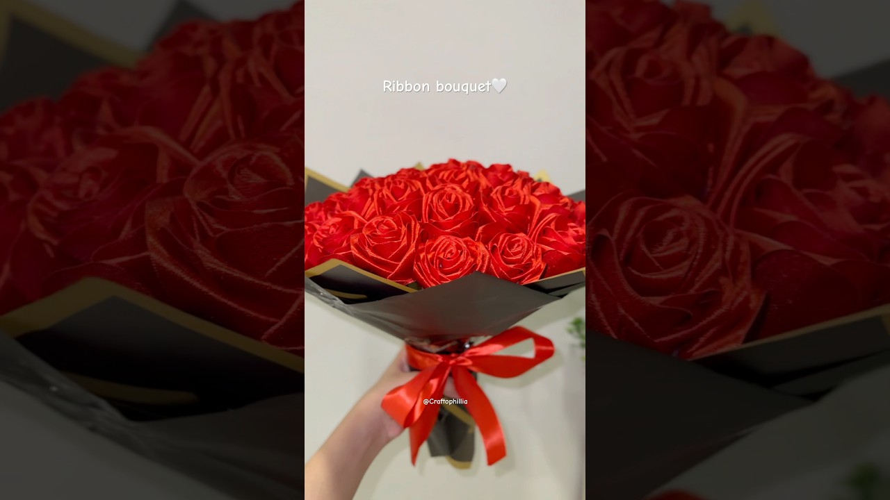 How to make ribbon flowers&hearts;️ #diyflower #ribbonflower #crafts #bouquet #artchannel #diy