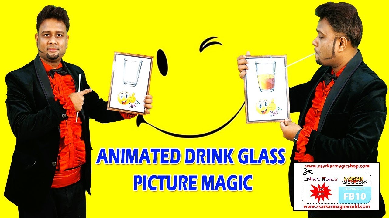 ANIMATED DRINK GLASS PICTURE MAGIC BY A.SARKAR / TO BUY 6292290960 / VANISHING & REAPPEARING DRINK