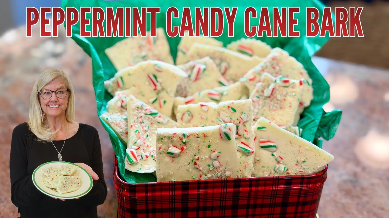 Smooth white chocolate topped with minty sweet peppermint candy canes.