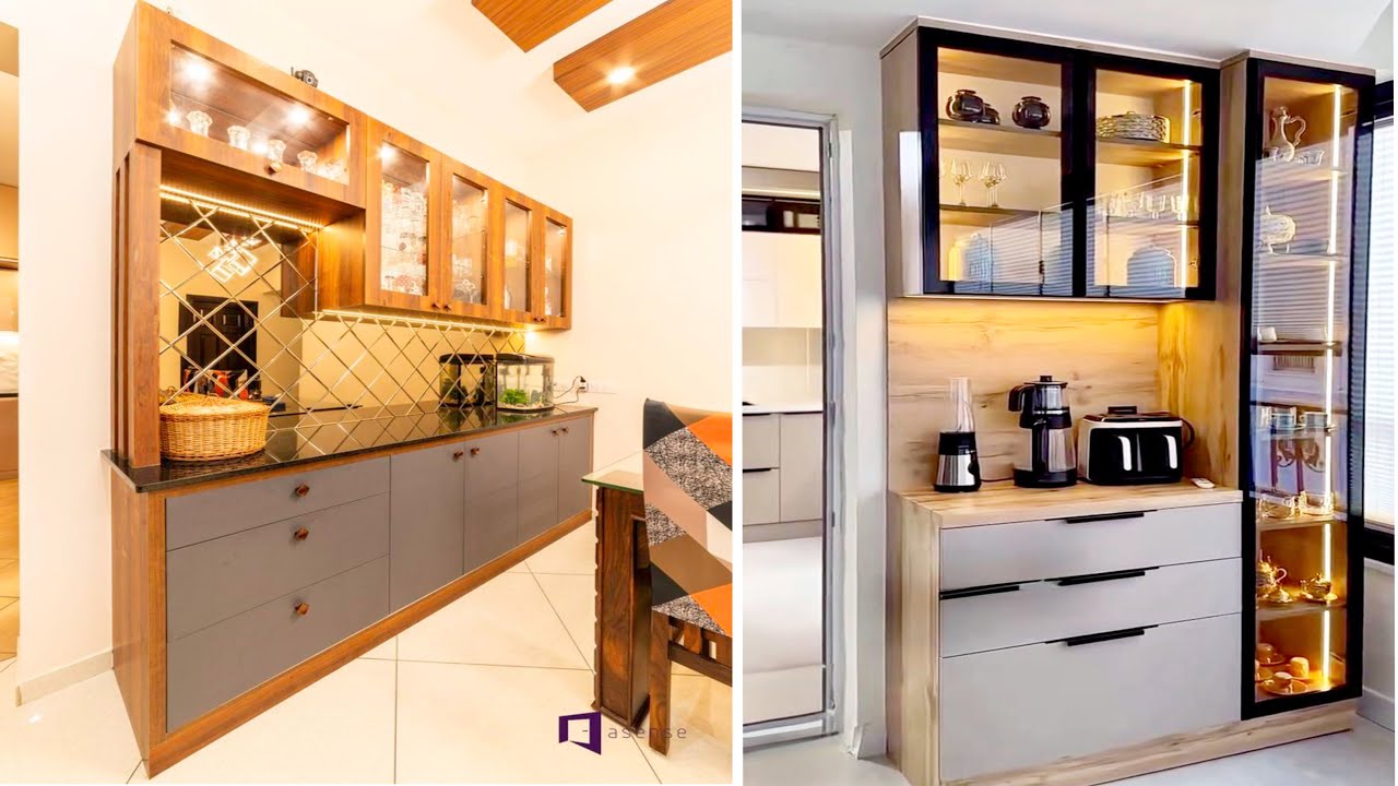 Crockery unit design for Dining room & kitchen design | Modern crockery cabinet designs dining room