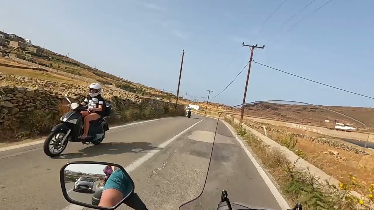 Άνω Μερά Μυκόνου -Παραλία Πάνορμος.Riding on Mykonos island of Greece