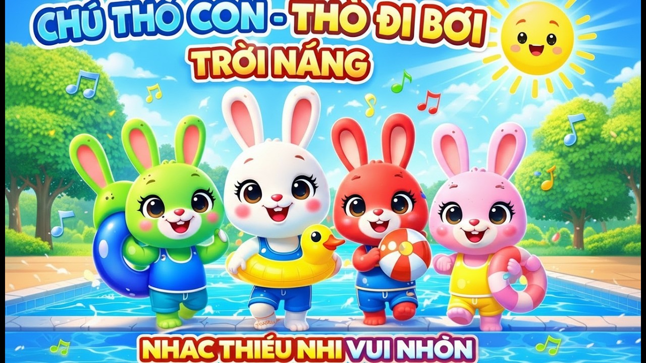 Chú Thỏ Con   Thỏ Đi Bơi   Trời Nắng    Nhạc Thiếu