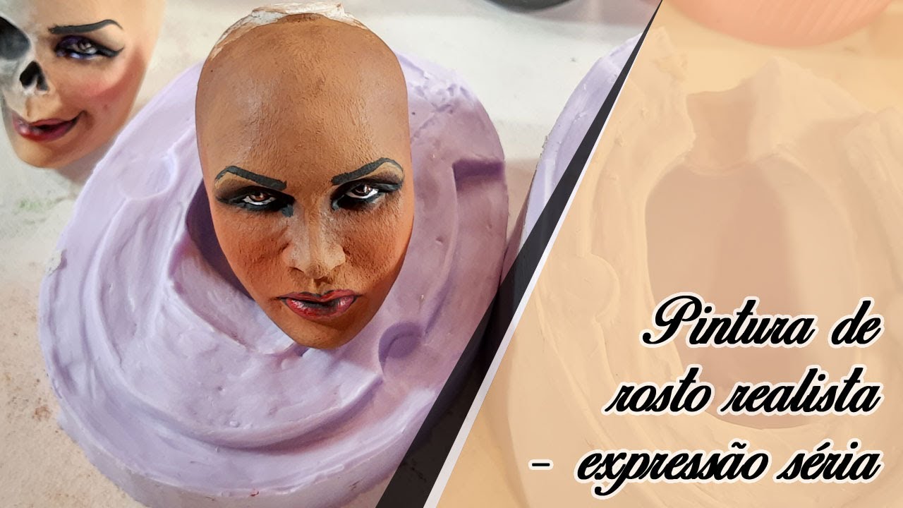 Pintura de rosto sério - uso de moldes Cintia Beu Sculptures