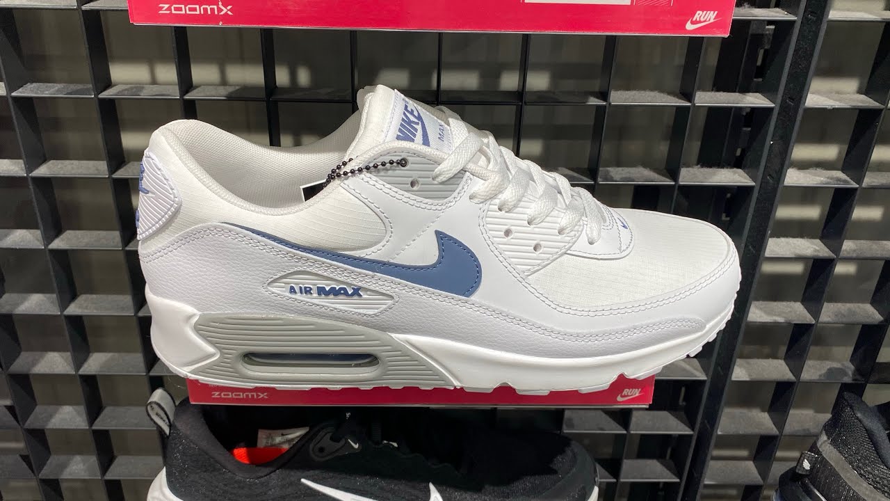Nike Air Max 90 (White/ Wolf Grey/ Diffused Blue) - Style Code: IB7680-100