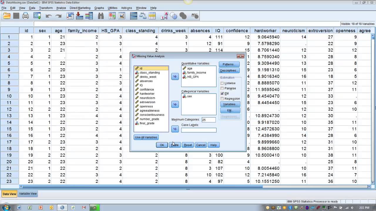 How to Use SPSS- Replacing Missing Data Using the Expectation Maximization (EM) Technique