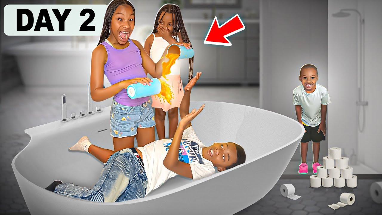 Последний, кто покинет ванную комнату наших родителей, выигрывает таинственный приз!