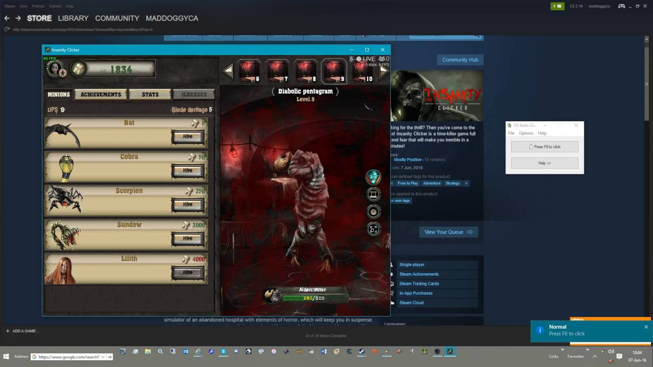 Insanity Clicker, Steam Releases, Gameplay, GS auto Clicker.