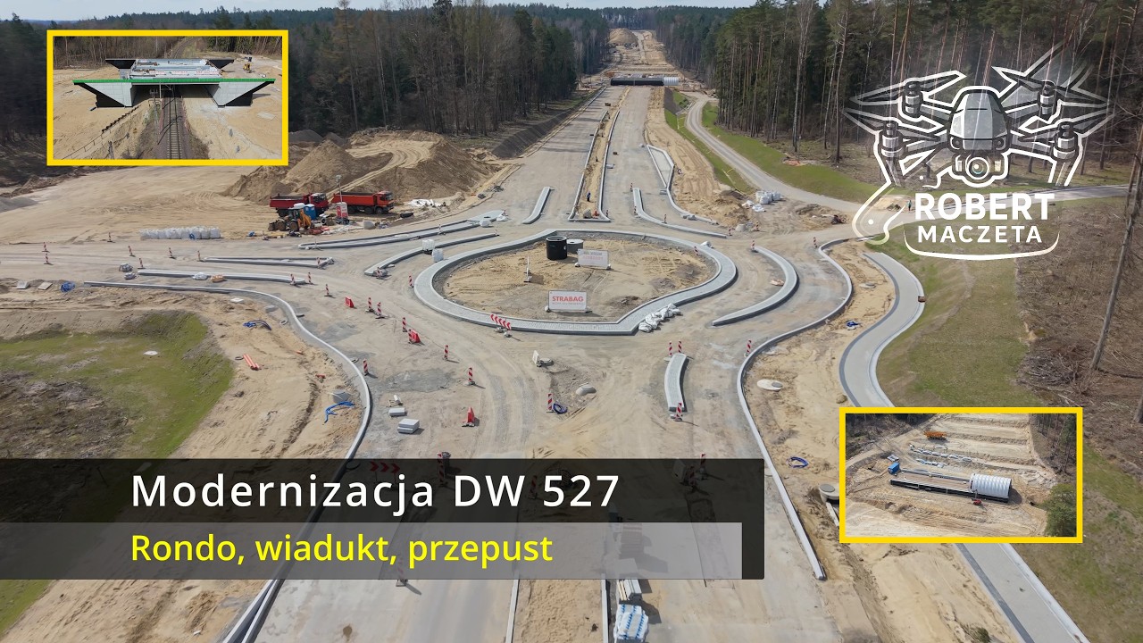 Rondo, wiadukt, przepust - wielkie zmiany | Modernizacja DW 527 |  |12.04.2026 | Widok z drona 4K