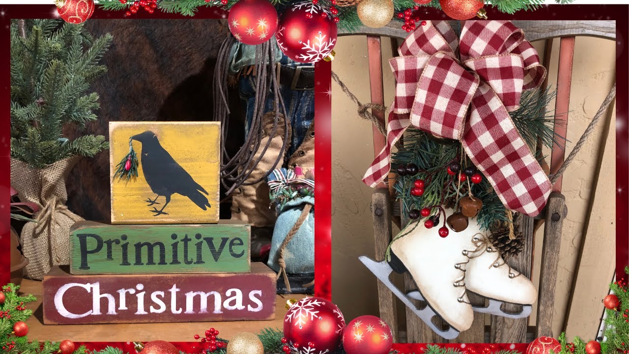 Vintage Christmas Sled / Making Wood Skates / Primitive Christmas Block DIY