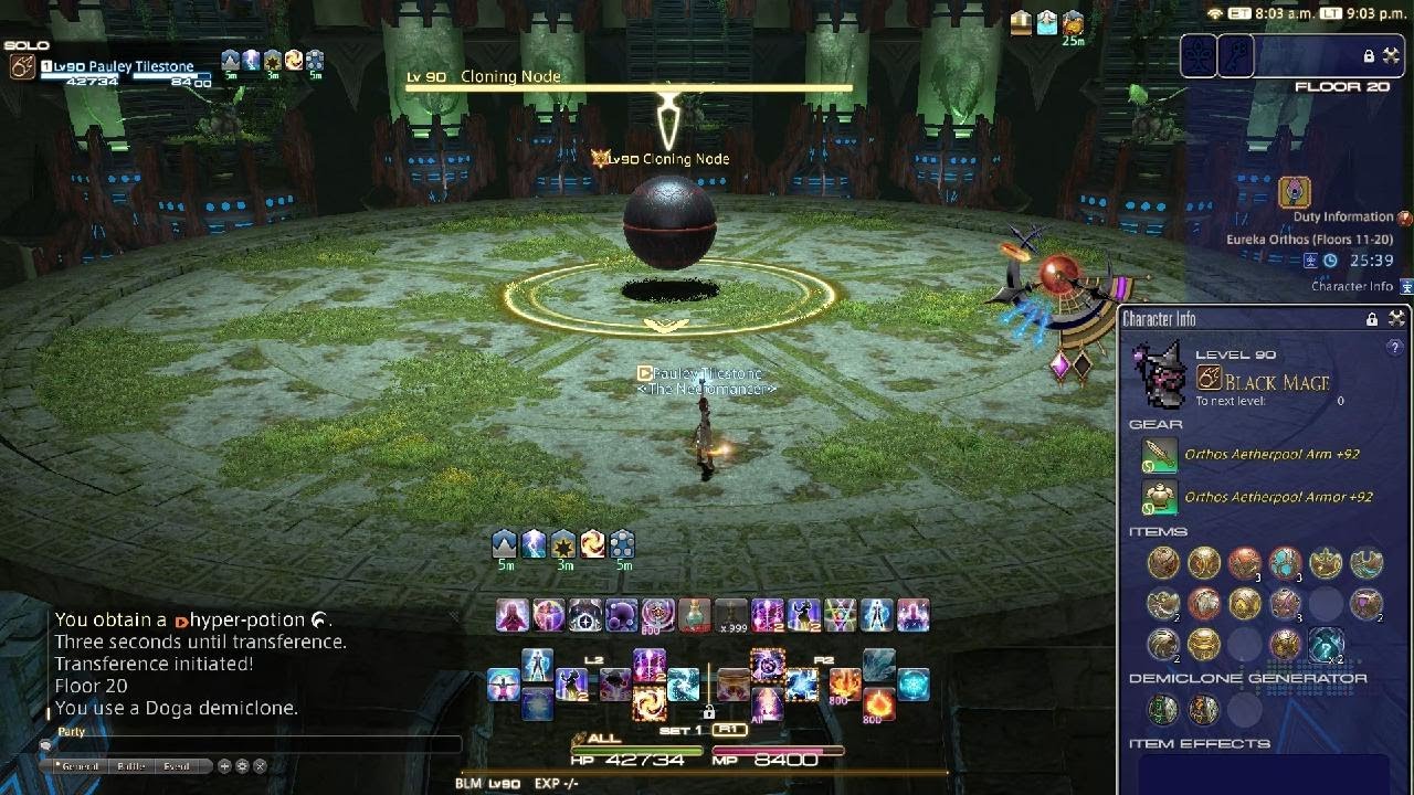 Eureka Orthos Floor 20 Boss Cloning Node as Black Mage Final Fantasy XIV Dawntrail