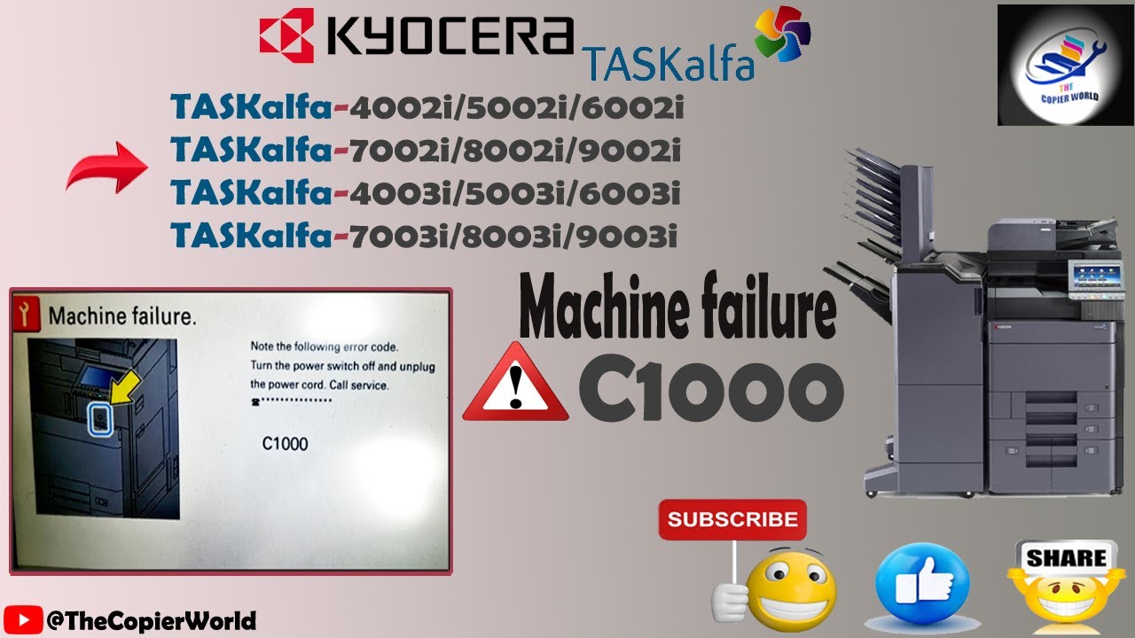 Kyocera Taskalfa- 4002i/5002i/6002i Error Code - C1000 || Kyocera Taskalfa Machine failure - C1000