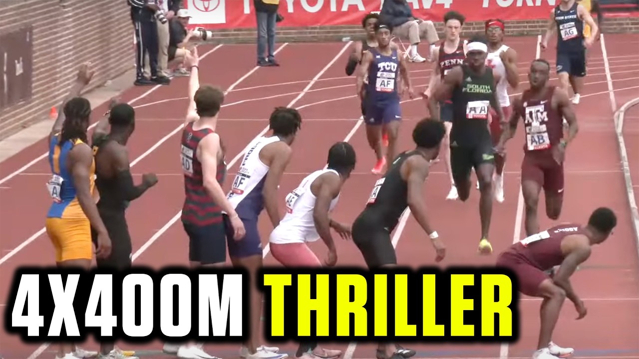 Last Lap Difference Maker In the Penn Relays College 4x400m!