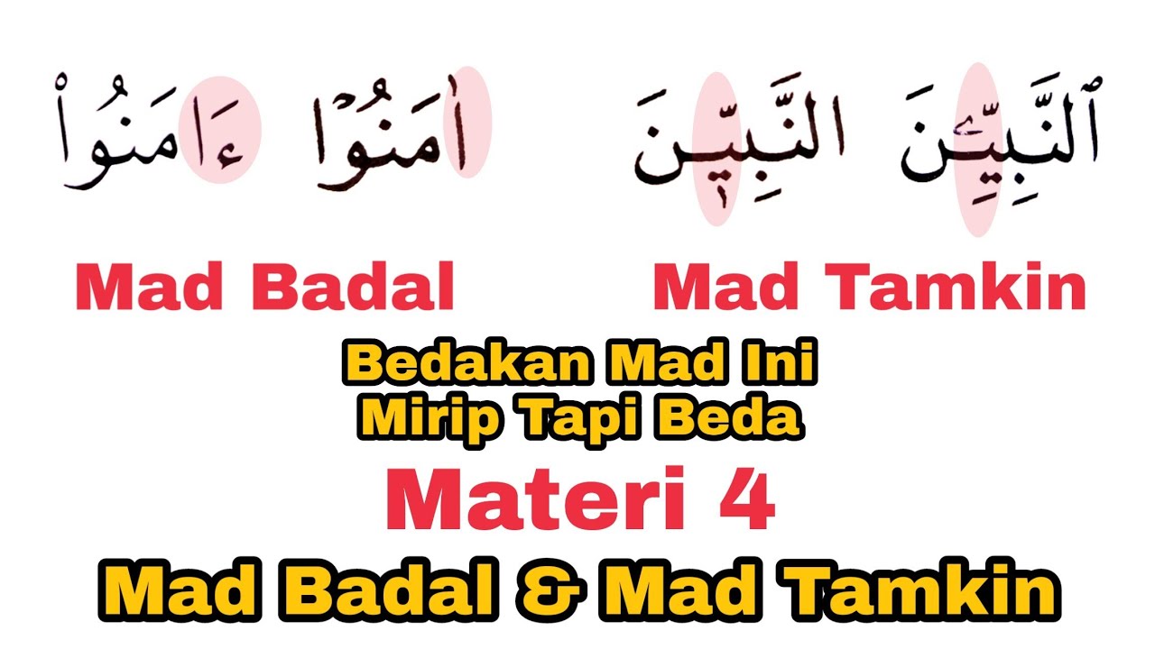 Belajar Mad Badal & Mad Tamkin Untuk Pemula + Contoh & Praktek di Qur'an Cetakan Madinah & Indonesia
