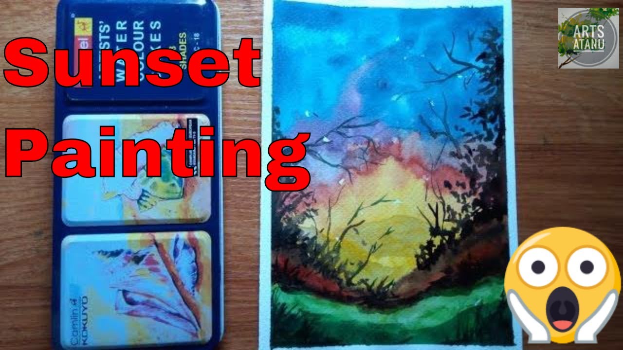 Watercolor Painting Sunset | How to paint Sunset | Watercolour Painting Tutorial |Art Atanu