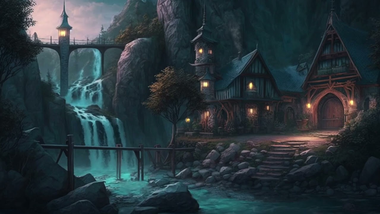 Elven Village Ambience: Waterfall and Nature sounds