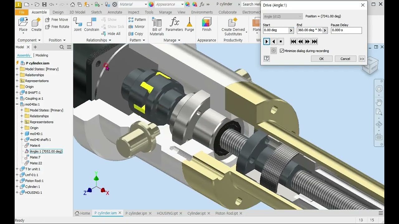 #75  POWER CYLINDER SECTION Drive INVENTOR  ( 인벤터 파워 시린더 단면 구동 )