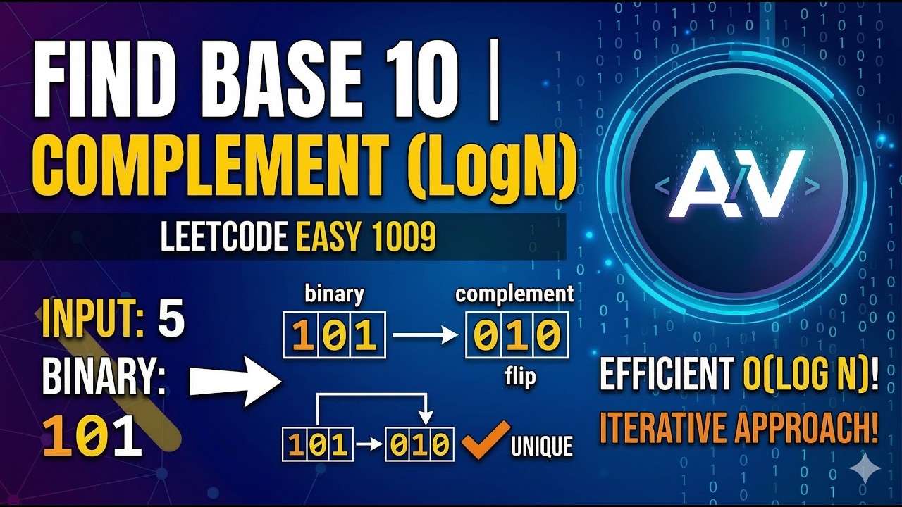 LeetCode 1009 - Complement of Base 10 Integer | O(logn) Solution