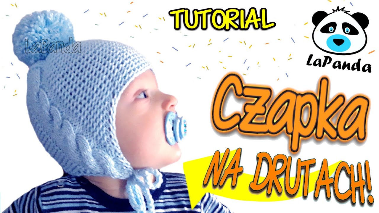 CZAPKA NA DRUTACH DLA NIEMOWLAKA Z WARKOCZEM [#6] *Jak zrobić* - LaPanda      KNITTED CABLE BABY HAT