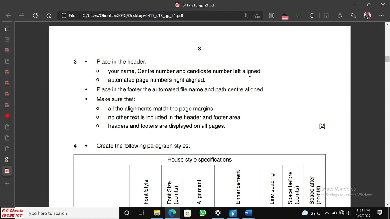 Paper 2 Mayjune 2016 ICT  Practical Part 1 1